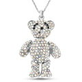Mehrfarbiger Kristall-Teddybär Anhänger mit Kette, ca. 60+5 cm, Edelstahl