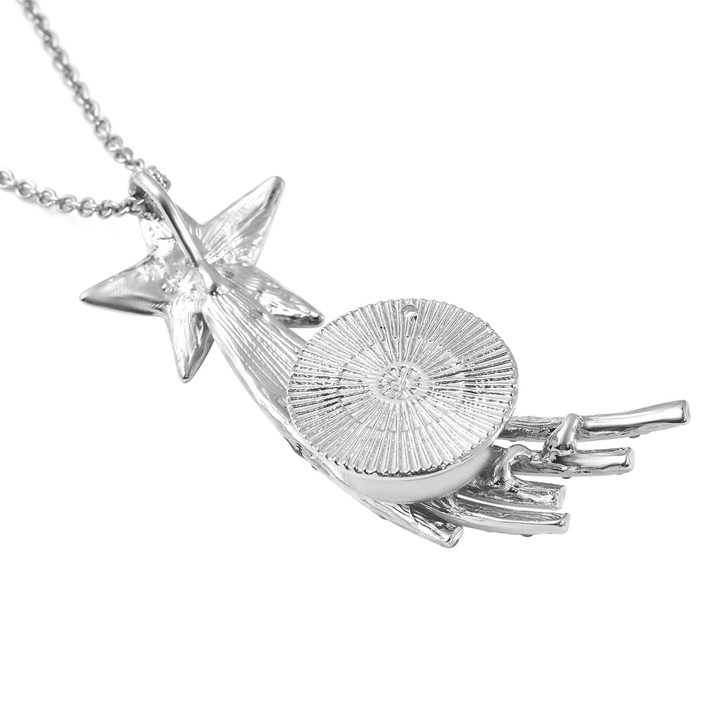 Weiße Kristall Sternschnuppen-Brosche, Anhänger mit Kette, 60 cm, silberfarben ca. 4,00 ct