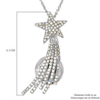 Weiße Kristall Sternschnuppen-Brosche, Anhänger mit Kette, 60 cm, silberfarben ca. 4,00 ct