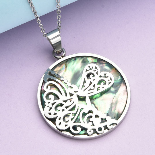 Abalone Muschel-Anhänger mit Kette, 50 cm, Edelstahl ca. 1,00 ct
