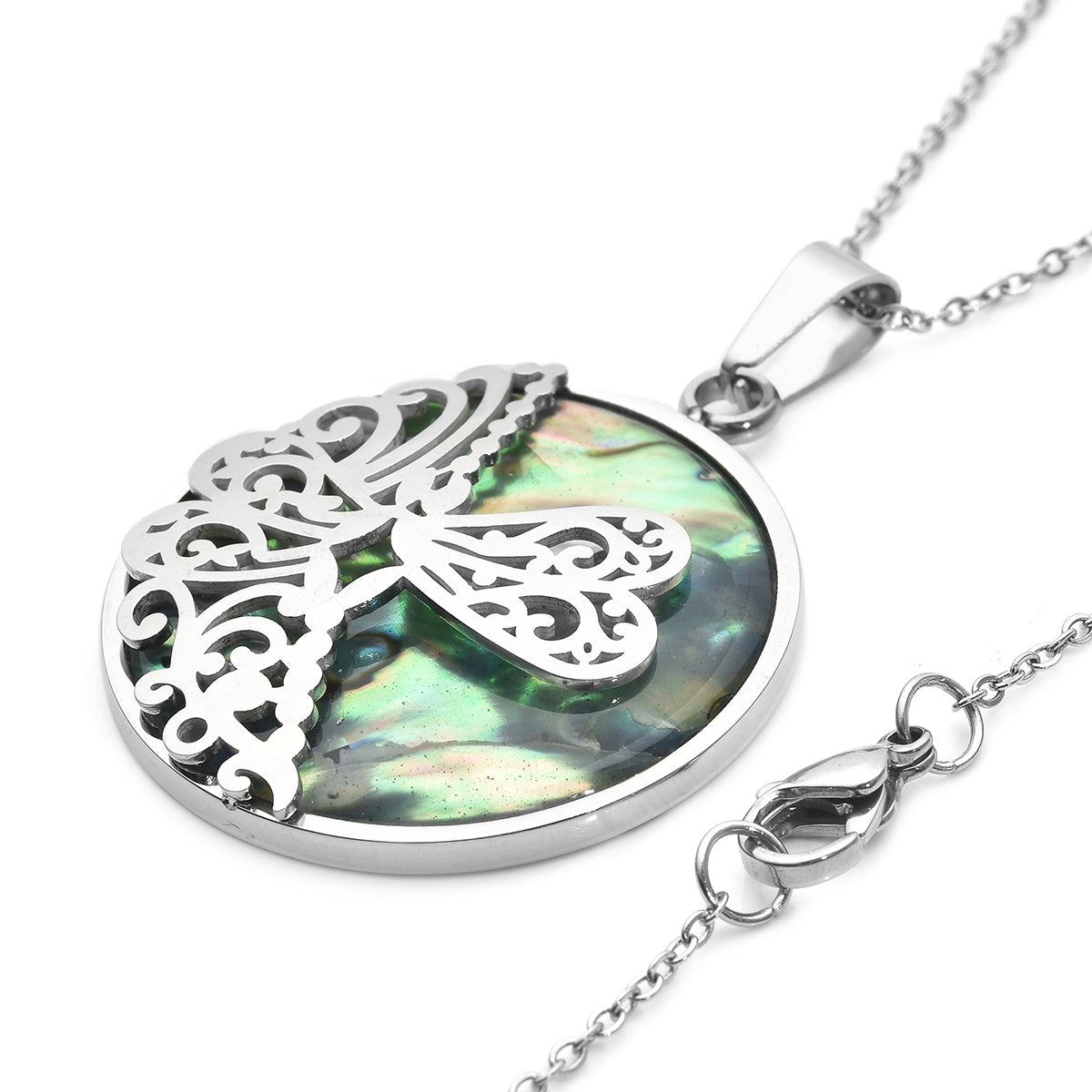 Abalone Muschel-Anhänger mit Kette, 50 cm, Edelstahl ca. 1,00 ct