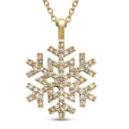 Weiße Kristall Schneeflocken-Halskette, 50 cm, Edelstahl goldfarben ca. 0.20 ct