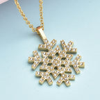 Weiße Kristall Schneeflocken-Halskette, 50 cm, Edelstahl goldfarben ca. 0.20 ct