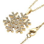 Weiße Kristall Schneeflocken-Halskette, 50 cm, Edelstahl goldfarben ca. 0.20 ct
