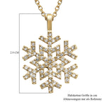 Weiße Kristall Schneeflocken-Halskette, 50 cm, Edelstahl goldfarben ca. 0.20 ct