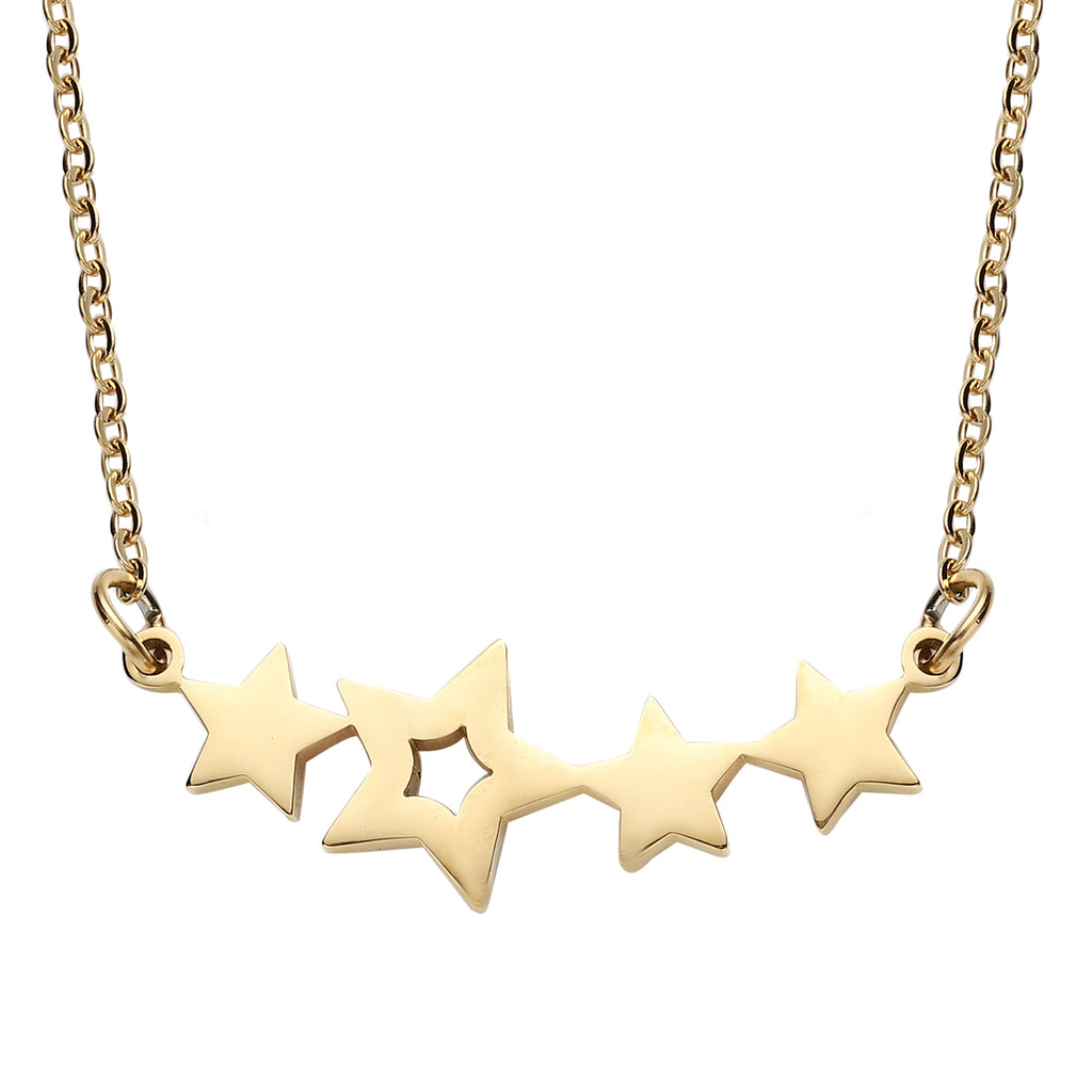 2er - Set goldene Ohrringe und Halskette, ca. 50 cm, Edelstahl vergoldet
