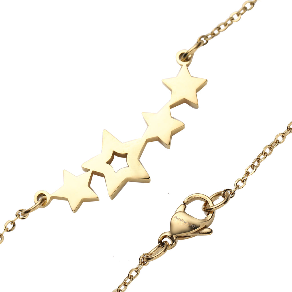2er - Set goldene Ohrringe und Halskette, ca. 50 cm, Edelstahl vergoldet