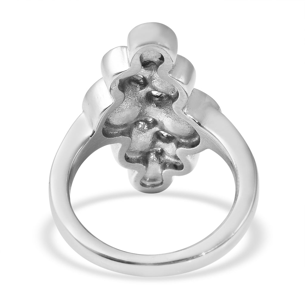 2er- Set weißer Kristall-Ring und Anhänger mit Kette, ca. 50 cm, Edelstahl