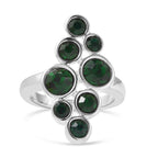 2er- Set grüner Kristall-Ring und Anhänger mit Kette, ca. 50 cm, Edelstahl