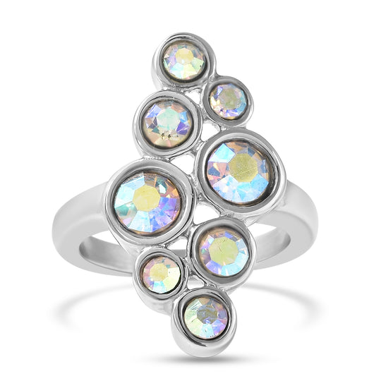 2er- Set Kristall-Ring und Anhänger mit Kette, ca. 50 cm, Edelstahl