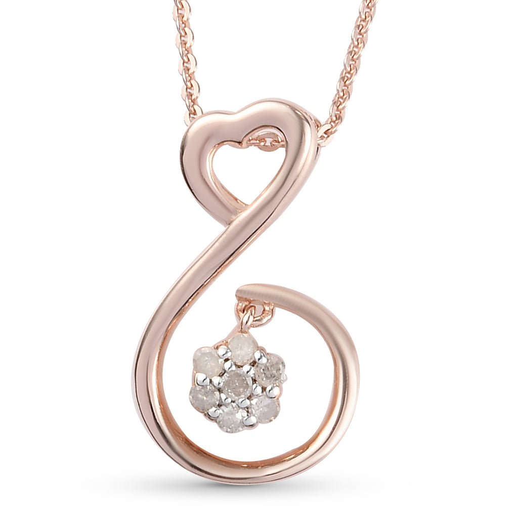 Diamant-Anhänger mit Kette, 50 cm, 925 Silber Roségold Vermeil ca. 0.10 ct