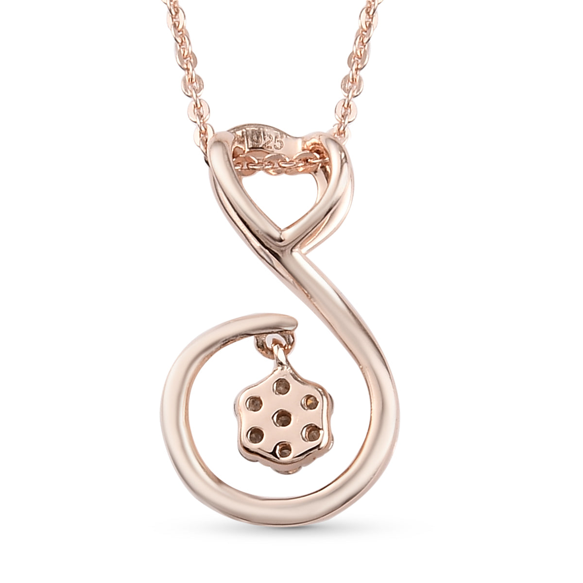 Diamant-Anhänger mit Kette, 50 cm, 925 Silber Roségold Vermeil ca. 0.10 ct