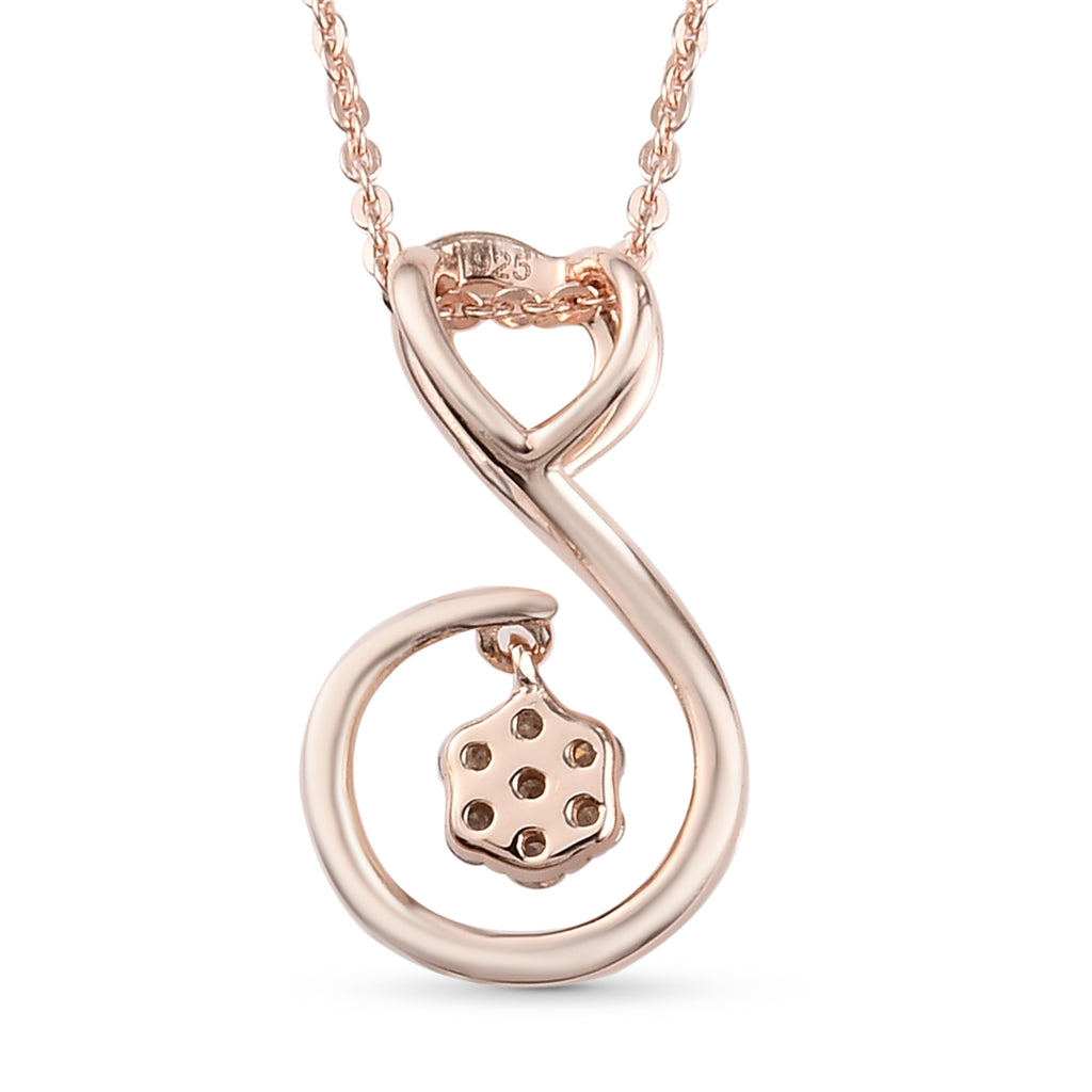 Diamant-Anhänger mit Kette, 50 cm, 925 Silber Roségold Vermeil ca. 0.10 ct