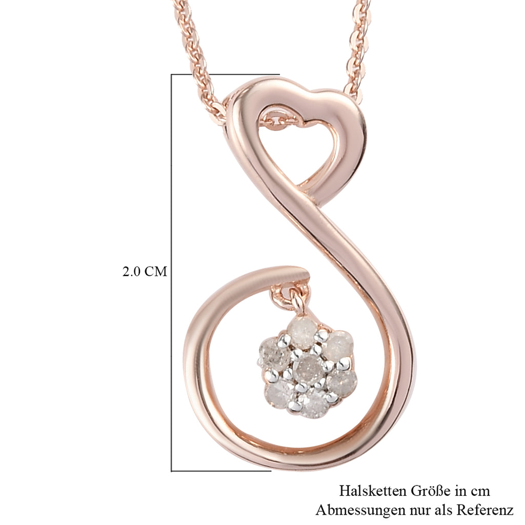 Diamant-Anhänger mit Kette, 50 cm, 925 Silber Roségold Vermeil ca. 0.10 ct