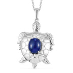 Lapislazuli und Zirkonia Anhänger mit Kette ca. 50 cm Messing