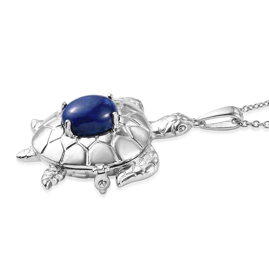 Lapislazuli und Zirkonia Anhänger mit Kette ca. 50 cm Messing
