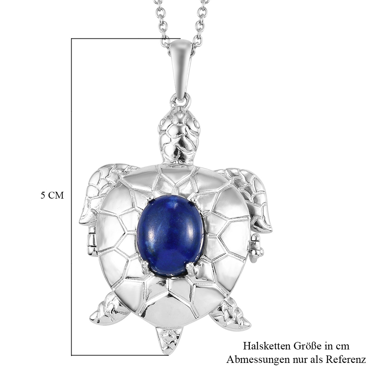 Lapislazuli und Zirkonia Anhänger mit Kette ca. 50 cm Messing