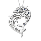 Blauer Saphir und Zirkon Anhänger mit Silberkette ca. 50 cm 925 Silber platiniert ca. 2,50 ct