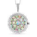 Natürlicher, äthiopischer Opal Anhänger-Uhr mit Kette, 50 cm, 925 Silber platiniert, ca. 5,87 ct