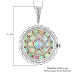 Natürlicher, äthiopischer Opal Anhänger-Uhr mit Kette, 50 cm, 925 Silber platiniert, ca. 5,87 ct