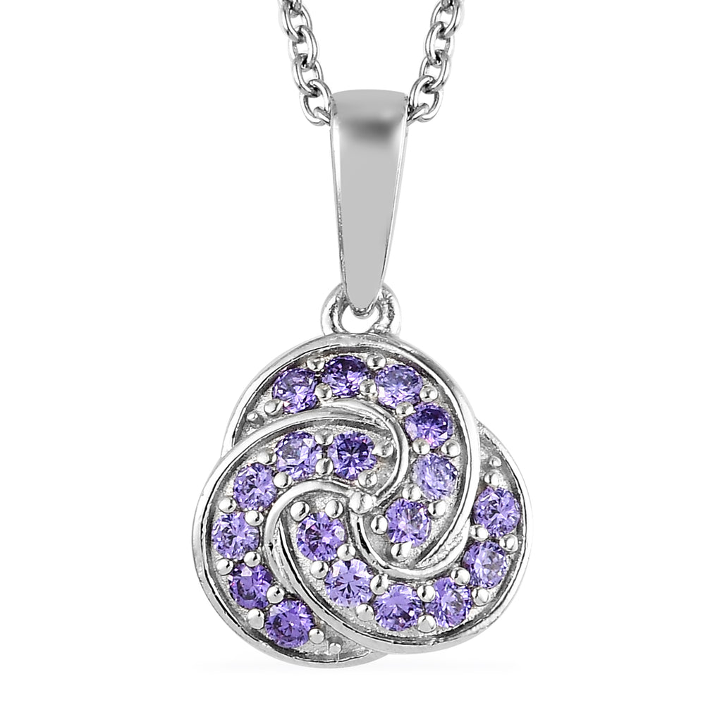Amethyst Zirkonia Anhänger mit Edelstahl kette ca. 50 cm messing ca. 1,06 ct