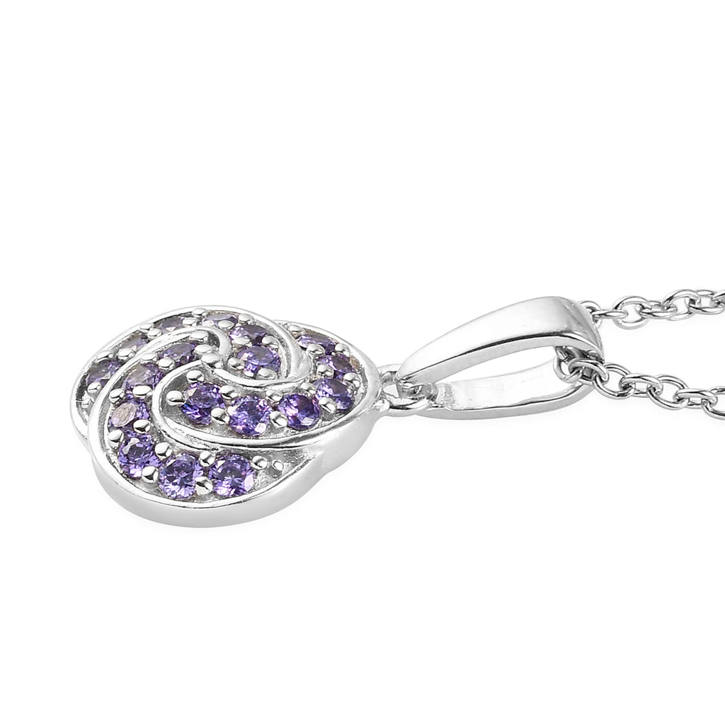 Amethyst Zirkonia Anhänger mit Edelstahl kette ca. 50 cm messing ca. 1,06 ct