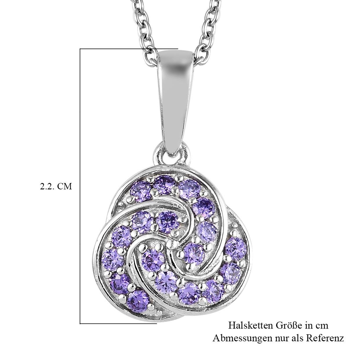 Amethyst Zirkonia Anhänger mit Edelstahl kette ca. 50 cm messing ca. 1,06 ct
