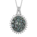 Alexandrit und Zirkon Anhänger mit Silberkette 50 cm 925 Silber platiniert ca. 2,02 ct