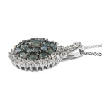 Alexandrit und Zirkon Anhänger mit Silberkette 50 cm 925 Silber platiniert ca. 2,02 ct