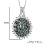 Alexandrit und Zirkon Anhänger mit Silberkette 50 cm 925 Silber platiniert ca. 2,02 ct
