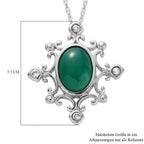 Grüner Onyx und Zirkon-Anhänger mit Kette, 50 cm, Edelstahl ca. 5,68 ct