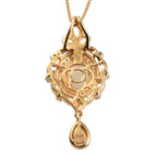 Natürlicher, äthiopischer Opal und mehrfarbiger Edelstein-Anhänger mit Kette, 50 cm, 925 Silber Gelbgold Vermeil ca. 2,02 ct