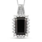 Elite Shungit und Zirkon Anhänger mit Silberkette 50 cm 925 Silber platiniert ca. 7,18 ct