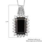 Elite Shungit und Zirkon Anhänger mit Silberkette 50 cm 925 Silber platiniert ca. 7,18 ct