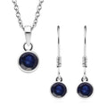 2er-Set, Masoala Saphir-Solitär-Anhänger mit Kette und Ohrhängern in Silberton, 2,82 ct.