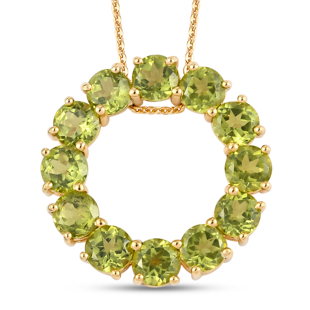 Natürlicher Peridot Anhänger mit Silberkette ca. 50 cm 925 Silber vergoldet ca. 6,00 ct