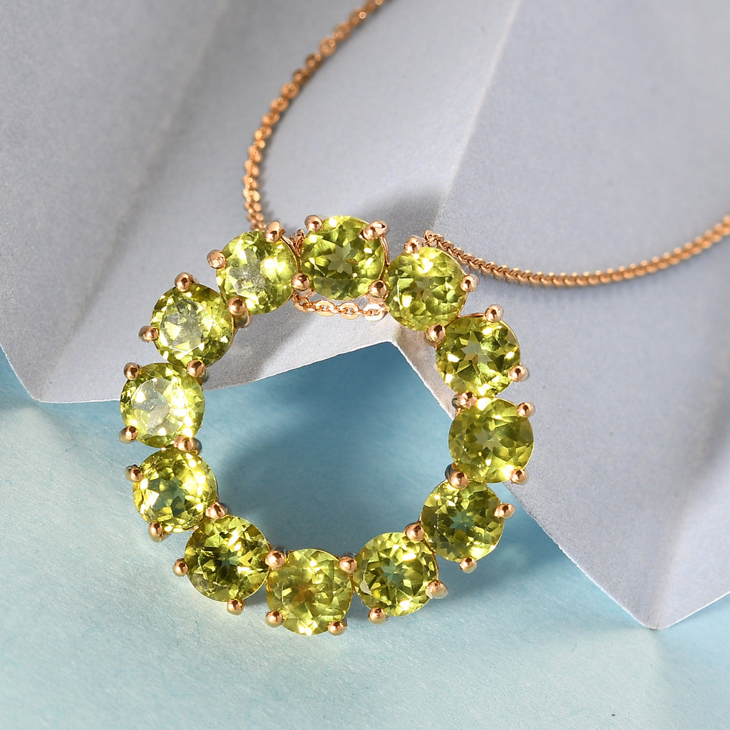 Natürlicher Peridot Anhänger mit Silberkette ca. 50 cm 925 Silber vergoldet ca. 6,00 ct