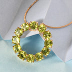 Natürlicher Peridot Anhänger mit Silberkette ca. 50 cm 925 Silber vergoldet ca. 6,00 ct