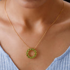 Natürlicher Peridot Anhänger mit Silberkette ca. 50 cm 925 Silber vergoldet ca. 6,00 ct