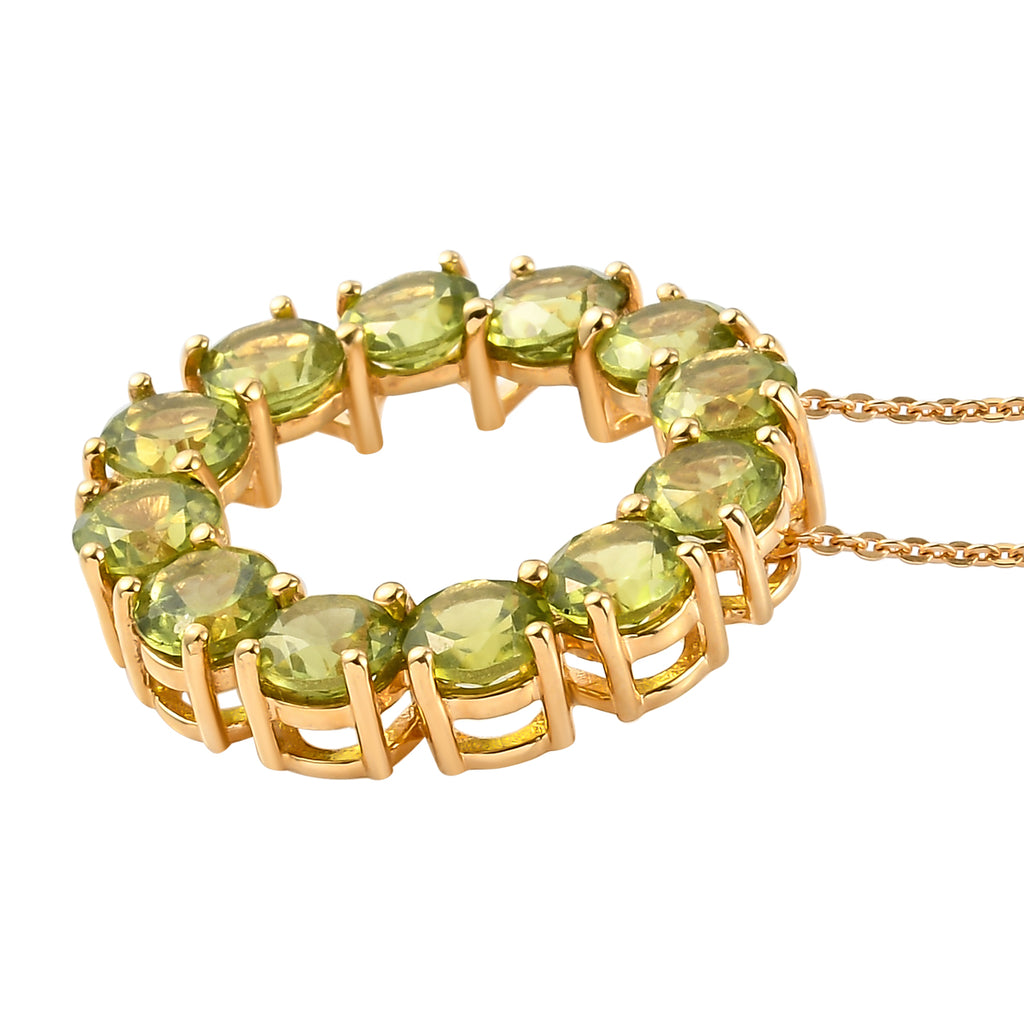 Natürlicher Peridot Anhänger mit Silberkette ca. 50 cm 925 Silber vergoldet ca. 6,00 ct
