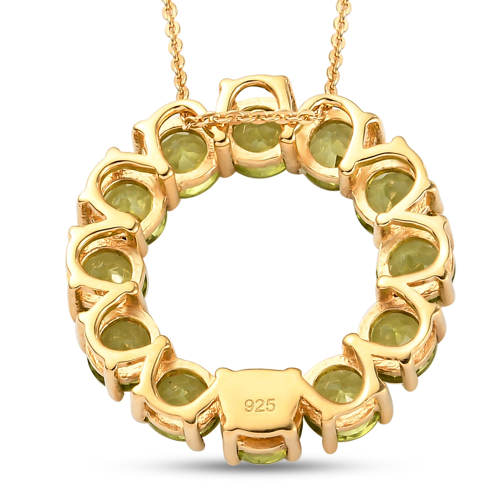 Natürlicher Peridot Anhänger mit Silberkette ca. 50 cm 925 Silber vergoldet ca. 6,00 ct