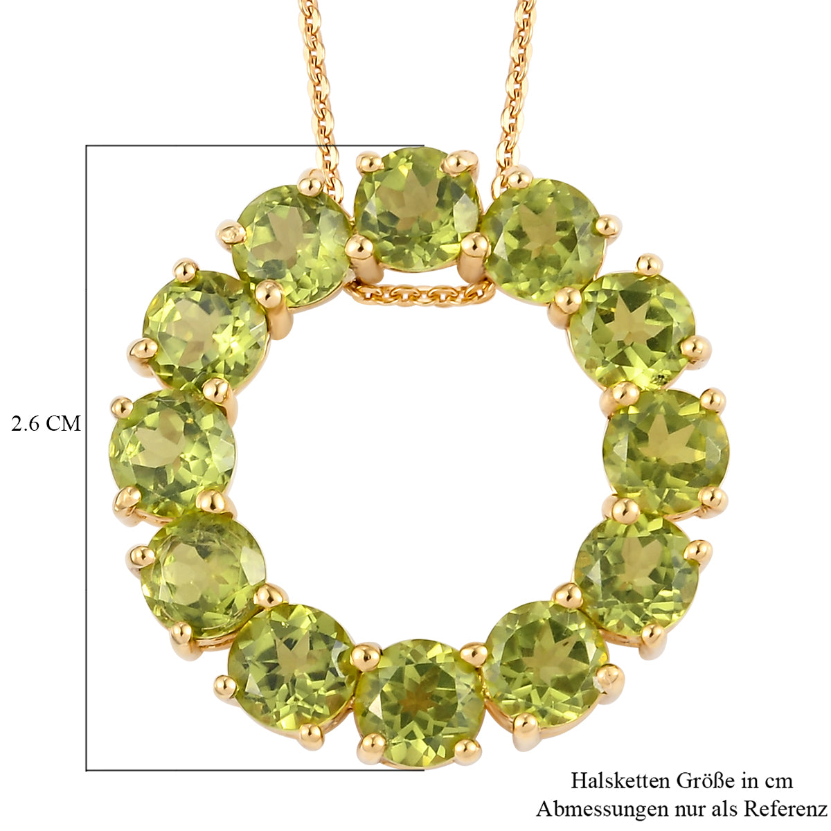 Natürlicher Peridot Anhänger mit Silberkette ca. 50 cm 925 Silber vergoldet ca. 6,00 ct