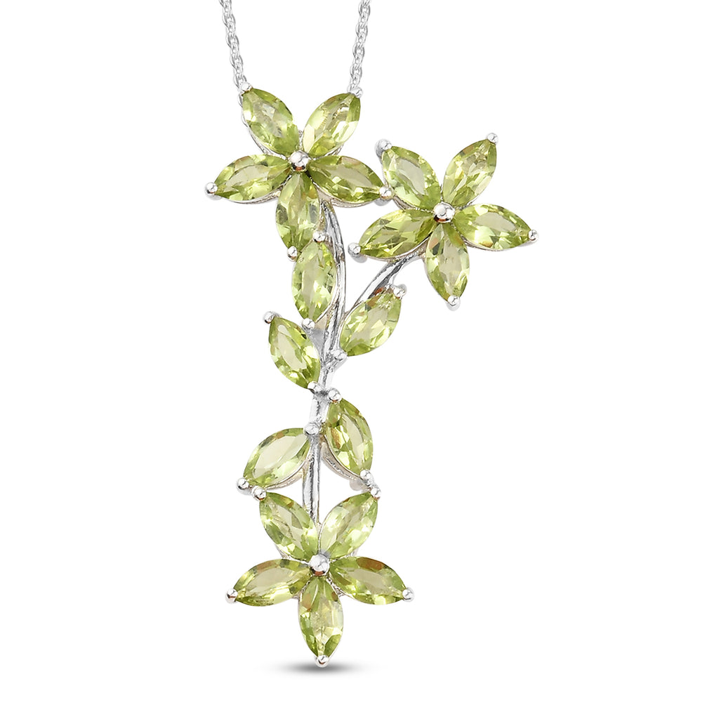 Natürlicher Peridot-Anhänger mit Kette, 50 cm, 925 Silber platiniert ca. 5,68 ct