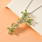 Natürlicher Peridot-Anhänger mit Kette, 50 cm, 925 Silber platiniert ca. 5,68 ct