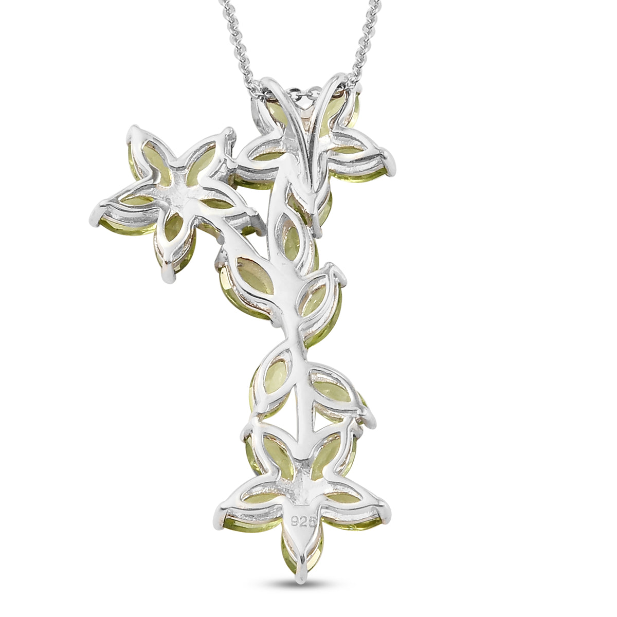 Natürlicher Peridot-Anhänger mit Kette, 50 cm, 925 Silber platiniert ca. 5,68 ct