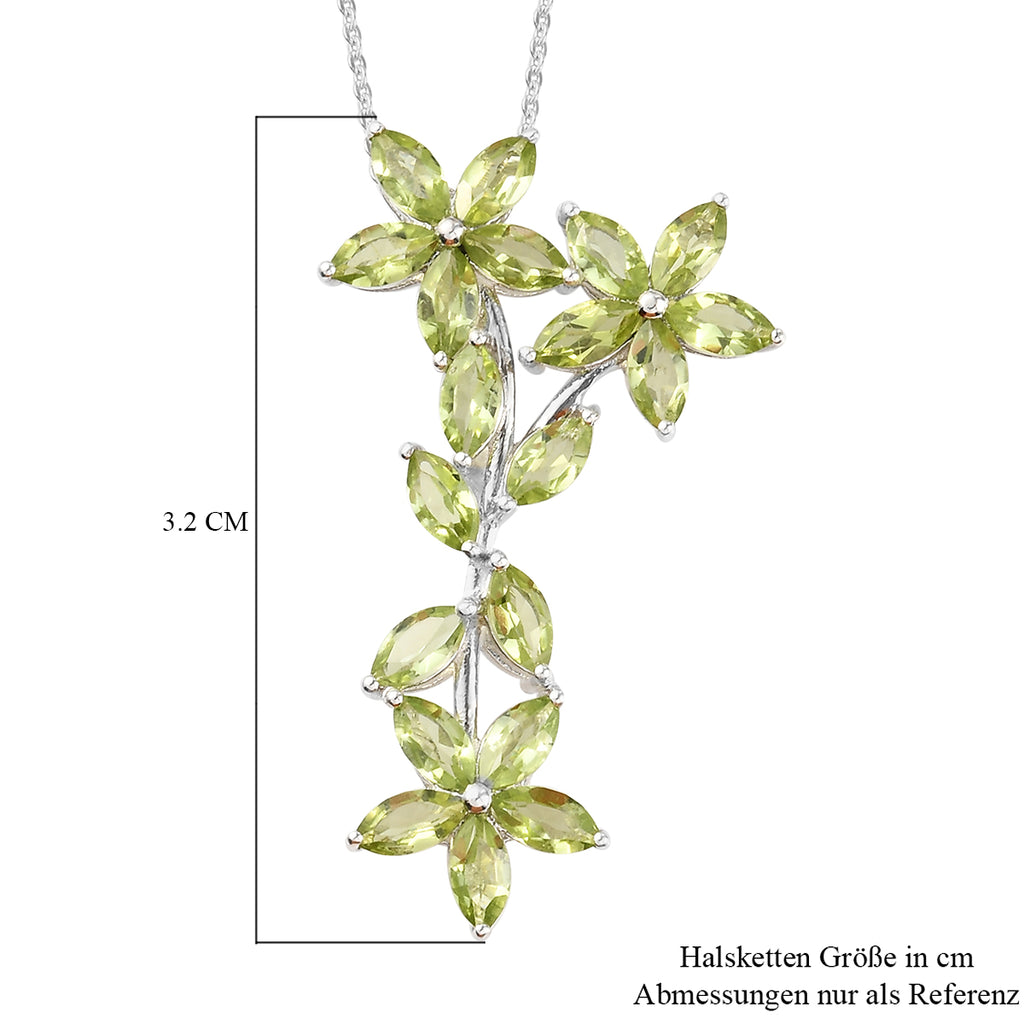 Natürlicher Peridot-Anhänger mit Kette, 50 cm, 925 Silber platiniert ca. 5,68 ct