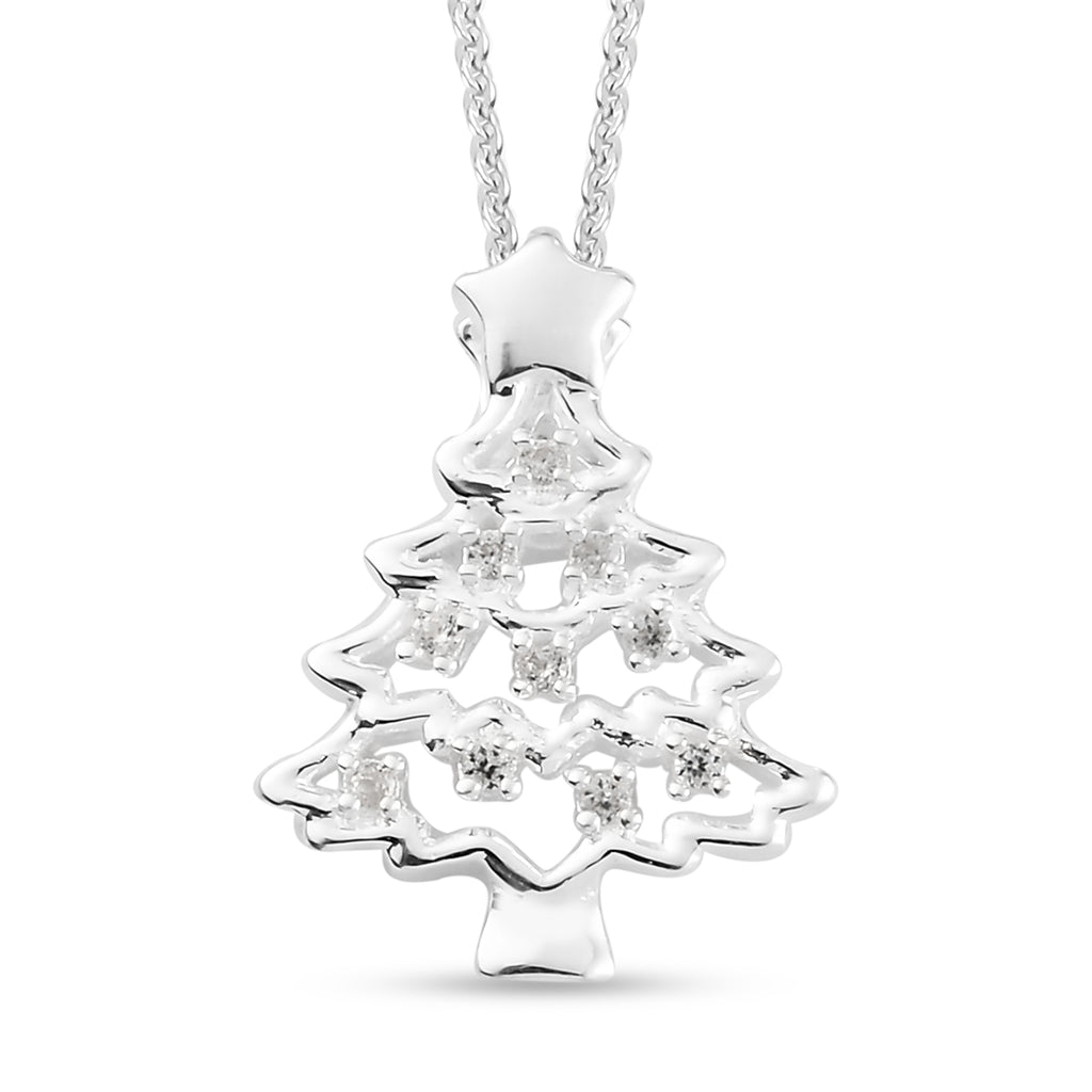 Natürlicher Weißer Zirkon Anhänger mit Boxkette ca. 50 cm 925 Silber platiniert ca. 0,08 ct