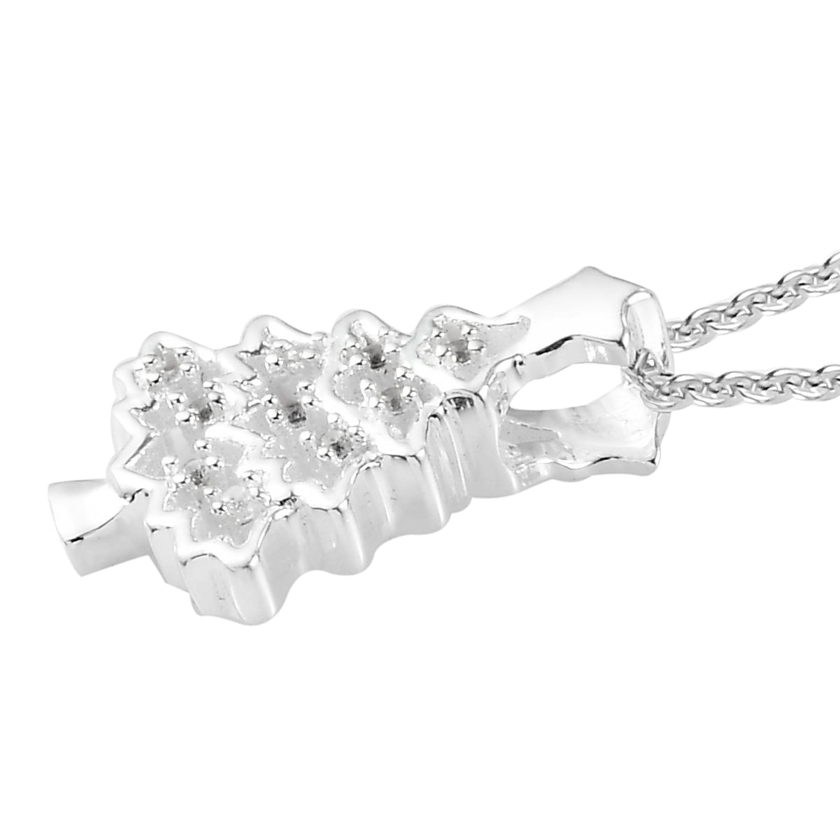 Natürlicher Weißer Zirkon Anhänger mit Boxkette ca. 50 cm 925 Silber platiniert ca. 0,08 ct
