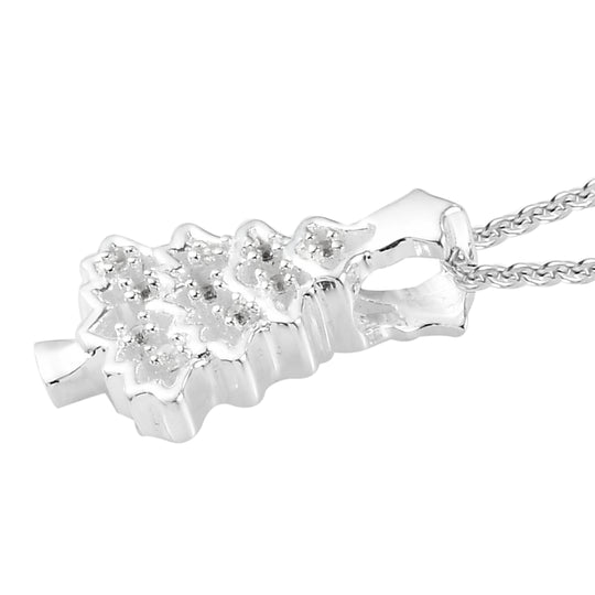 Natürlicher Weißer Zirkon Anhänger mit Boxkette ca. 50 cm 925 Silber platiniert ca. 0,08 ct