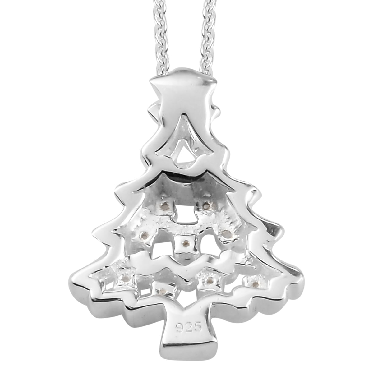Natürlicher Weißer Zirkon Anhänger mit Boxkette ca. 50 cm 925 Silber platiniert ca. 0,08 ct